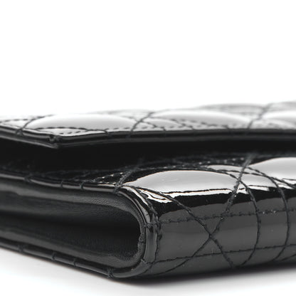 Christian Dior Patent Cannage Lady Dior Rendezvous Wallet On Chain Black 8 of 9