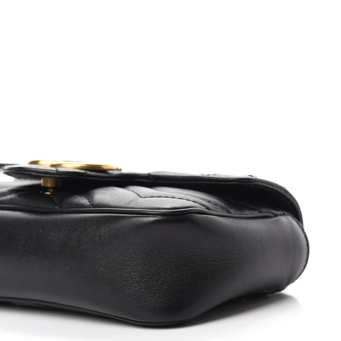Calfskin Matelasse Super Mini GG Marmont Shoulder Bag Black
