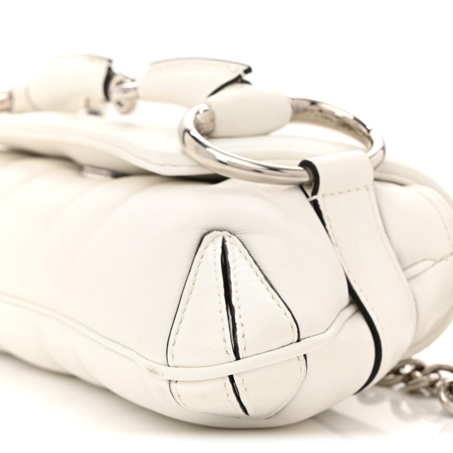 Nappa Vertical Matelasse Small Maxi Horsebit Chain Shoulder Bag Great White