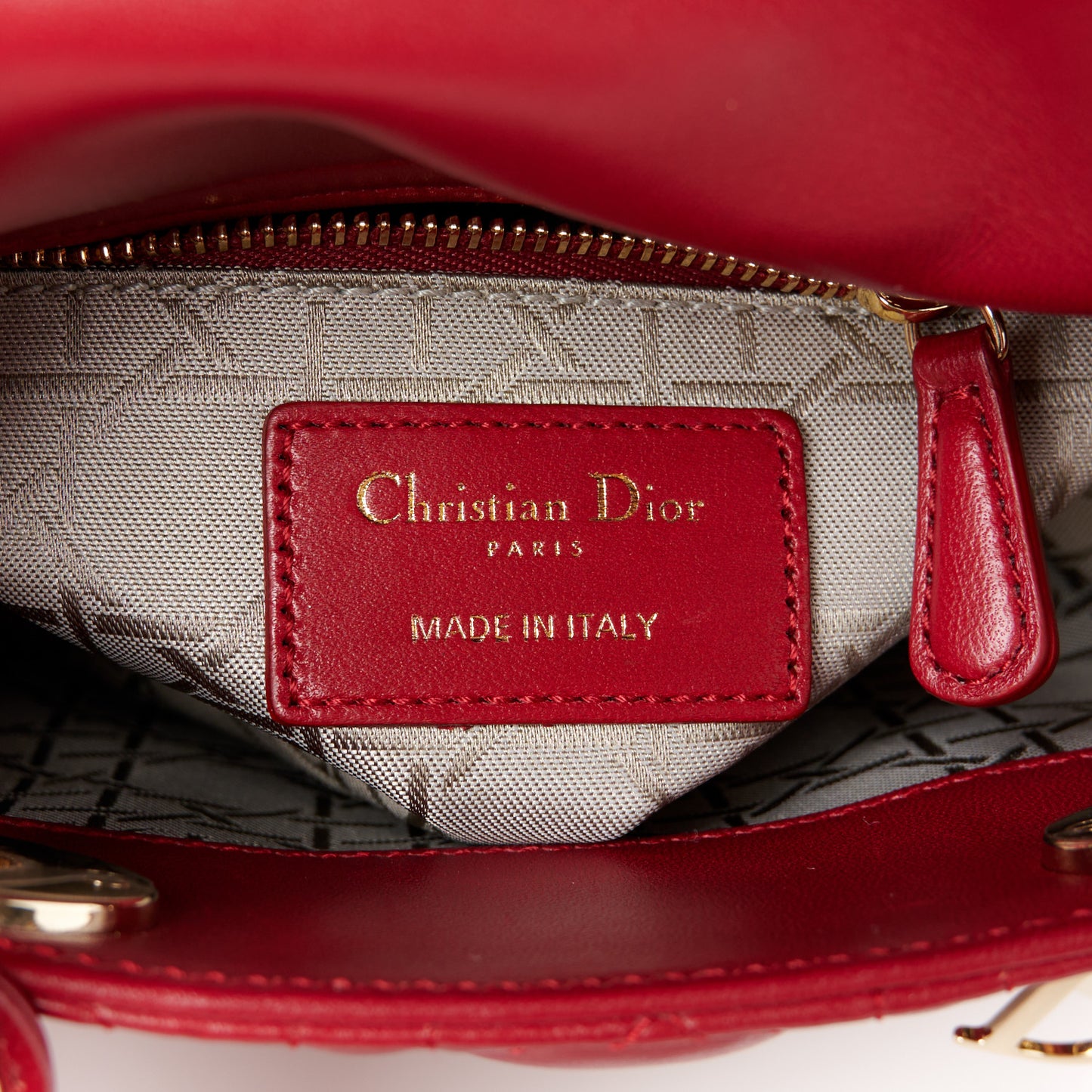 Lambskin Cannage Mini Lady Dior Red