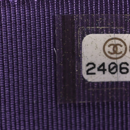 Chanel Metallic Lambskin Quilted Zip Around Coin Purse Wallet Dark Purple 6 of 12