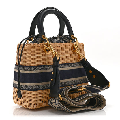 Christian Dior Wicker Oblique Medium Lady Dior Bag Blue 3 of 10