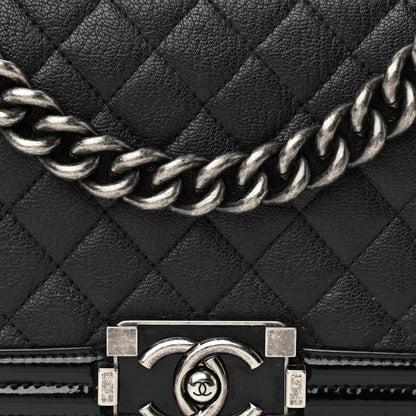 Chanel Goatskin Quilted Patent Medium Duo Boy Flap Black 7 of 9