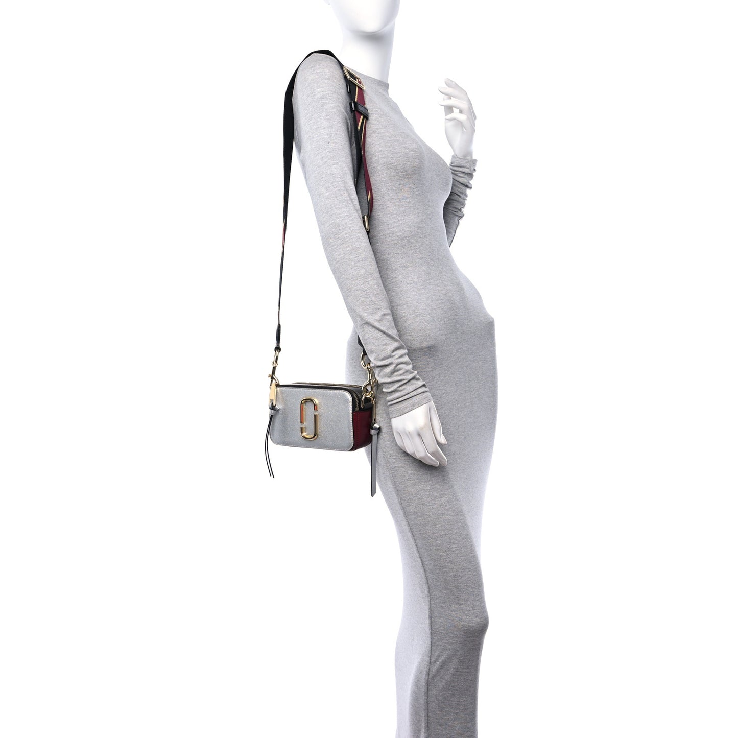 Saffiano Small Snapshot Camera Bag Silver Multicolor