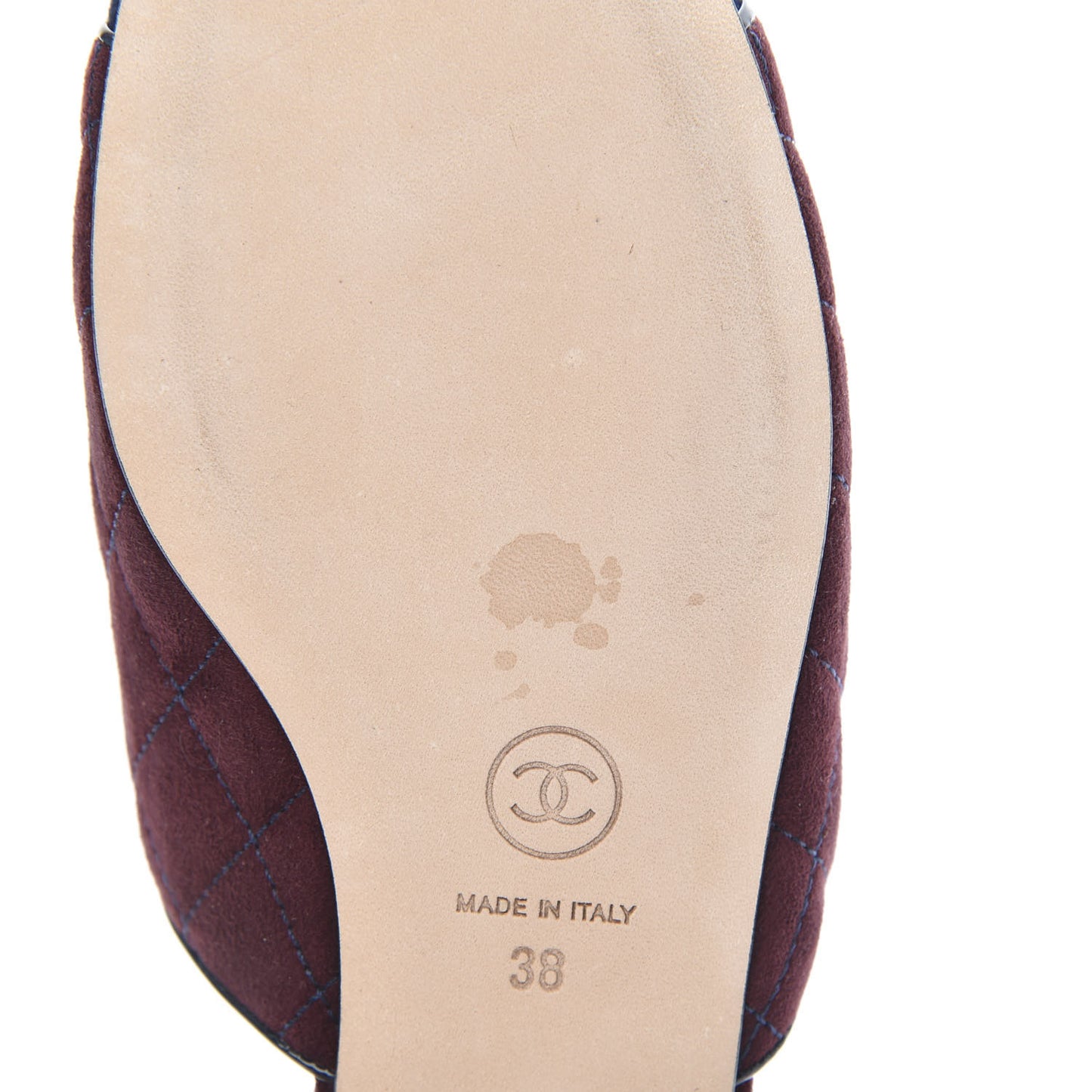 Suede Quilted Mules 38 Burgundy Navy