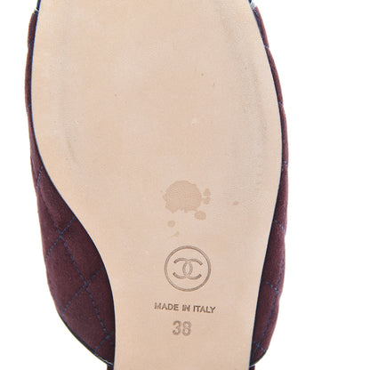 Chanel Suede Quilted Mules 38 Burgundy Navy 8 of 12