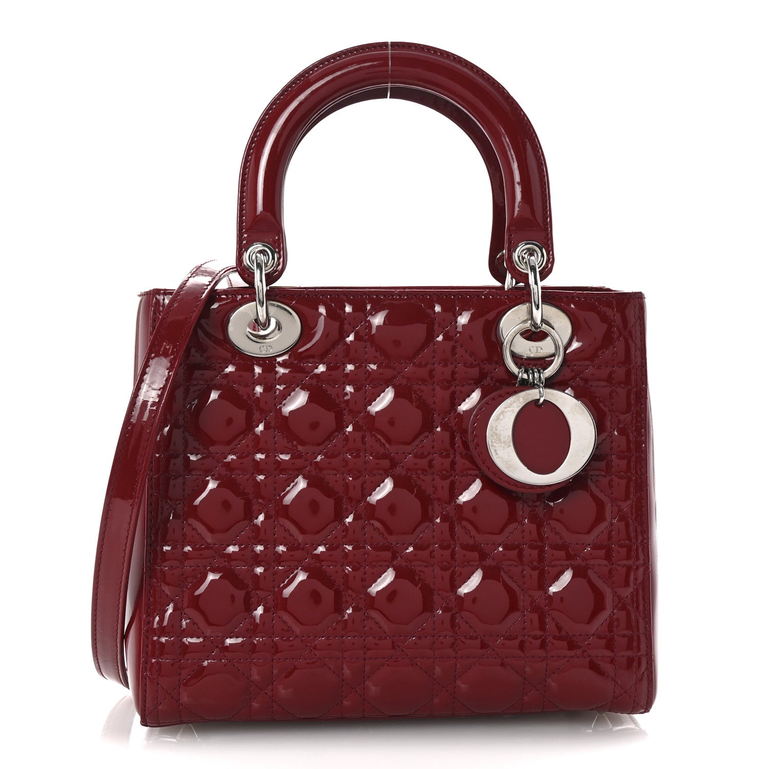 Christian Dior Patent Cannage Medium Lady Dior Burgundy Red 1 of 9