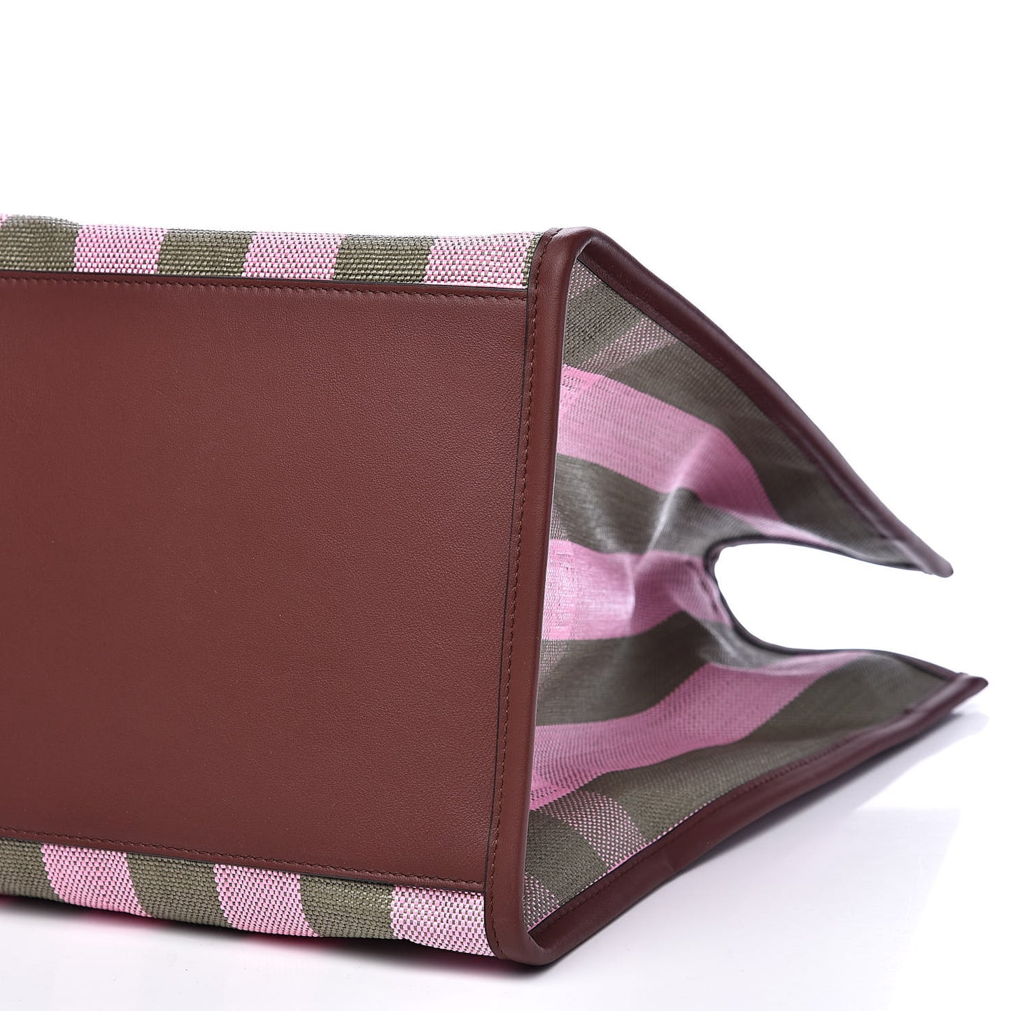 Raffia Vitello Seta Plexiglass Pequin Gingham Woven Large Fendi Sunshine Shopper Tote Military Rosa