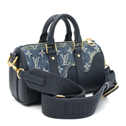 Louis Vuitton Taurillon Monogram Denim Drip Keepall XS Blue 3 of 10