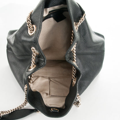 Gucci Pebbled Calfskin Medium Soho Chain Shoulder Bag Black 8 of 13