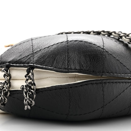 Chanel Aged Calfskin Quilted Small Gabrielle Bucket White Black 9 of 10