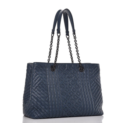 Bottega Veneta Calfskin Intrecciato Boutis Medium Tote Dark Denim 3 of 8