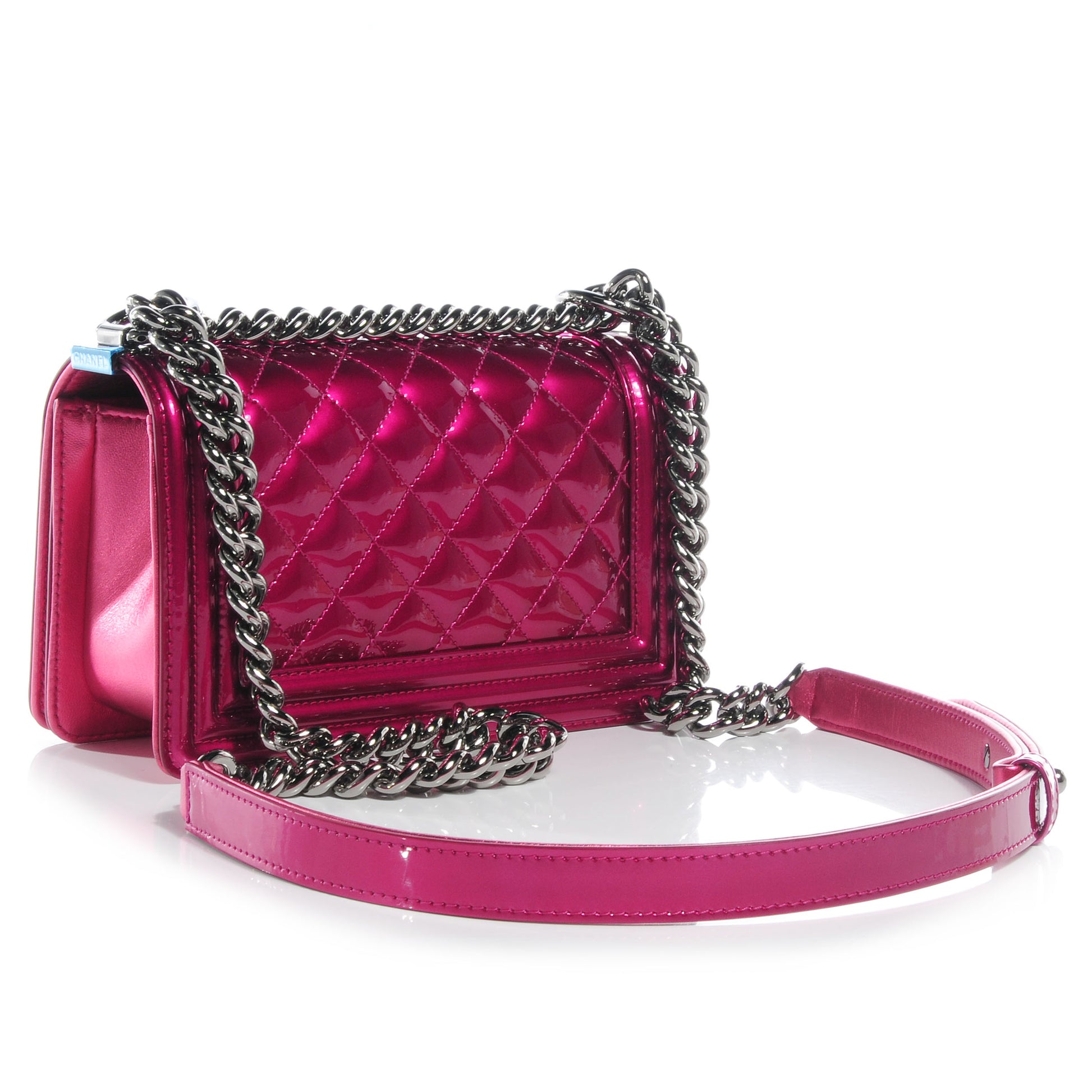 Chanel Metallic Patent Calfskin Quilted Small Boy Flap Pink 3 of 8