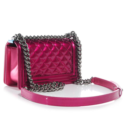 Chanel Metallic Patent Calfskin Quilted Small Boy Flap Pink 3 of 8