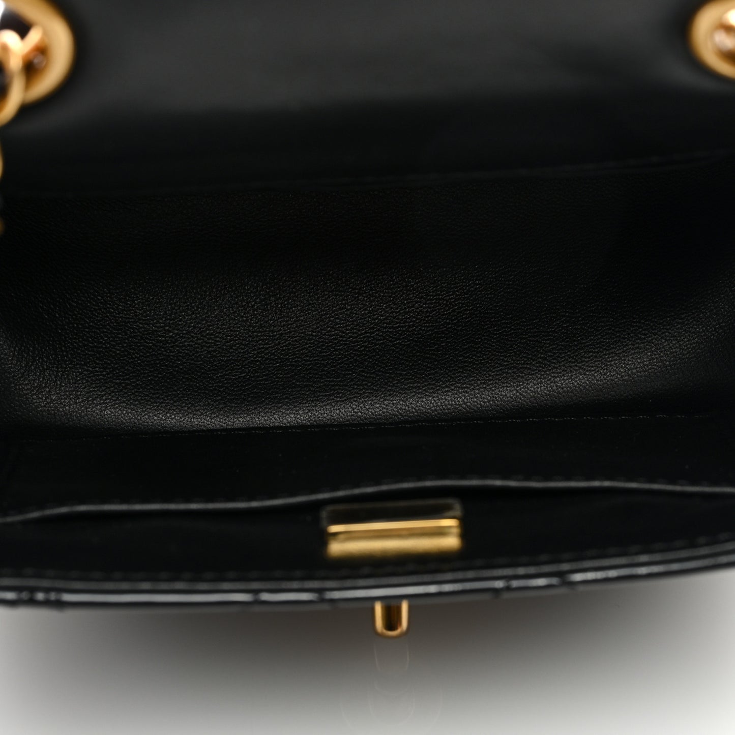 Patent Calfskin Quilted Mini Square Flap Black