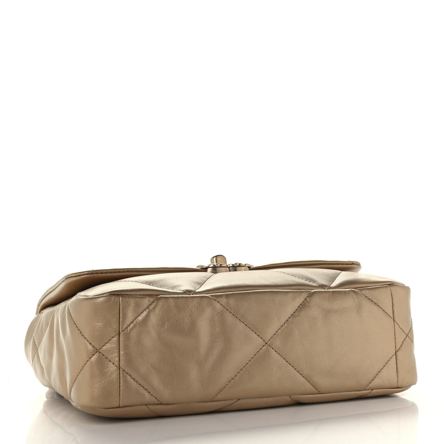 Metallic Goatskin Quilted Medium Chanel 19 Flap Gold