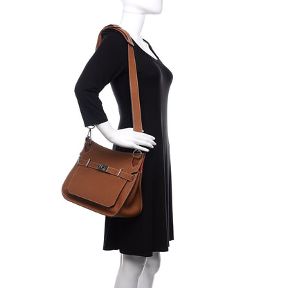 Hermes Taurillon Clemence Bi-Color Jypsiere 31 Gold Rouge Casaque 2 of 13