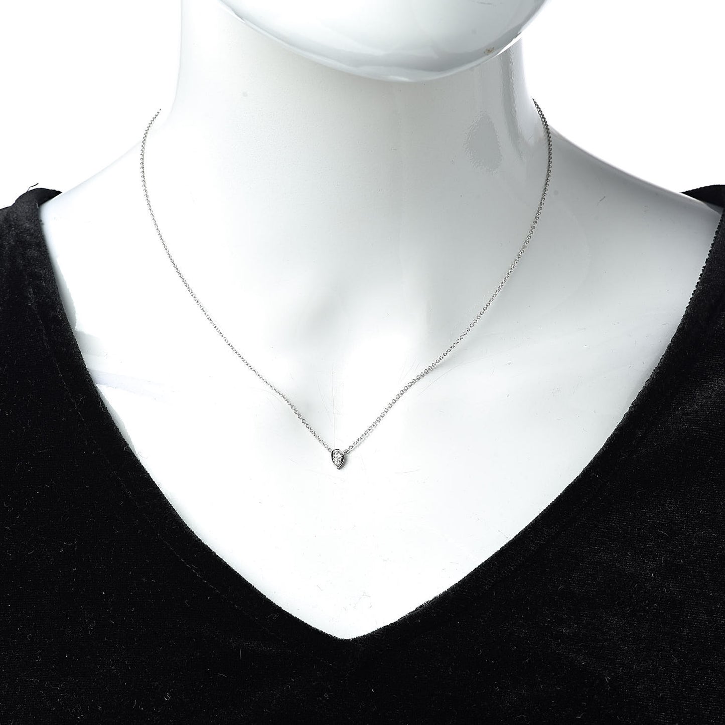 Platinum Diamond Pear Pendant Necklace