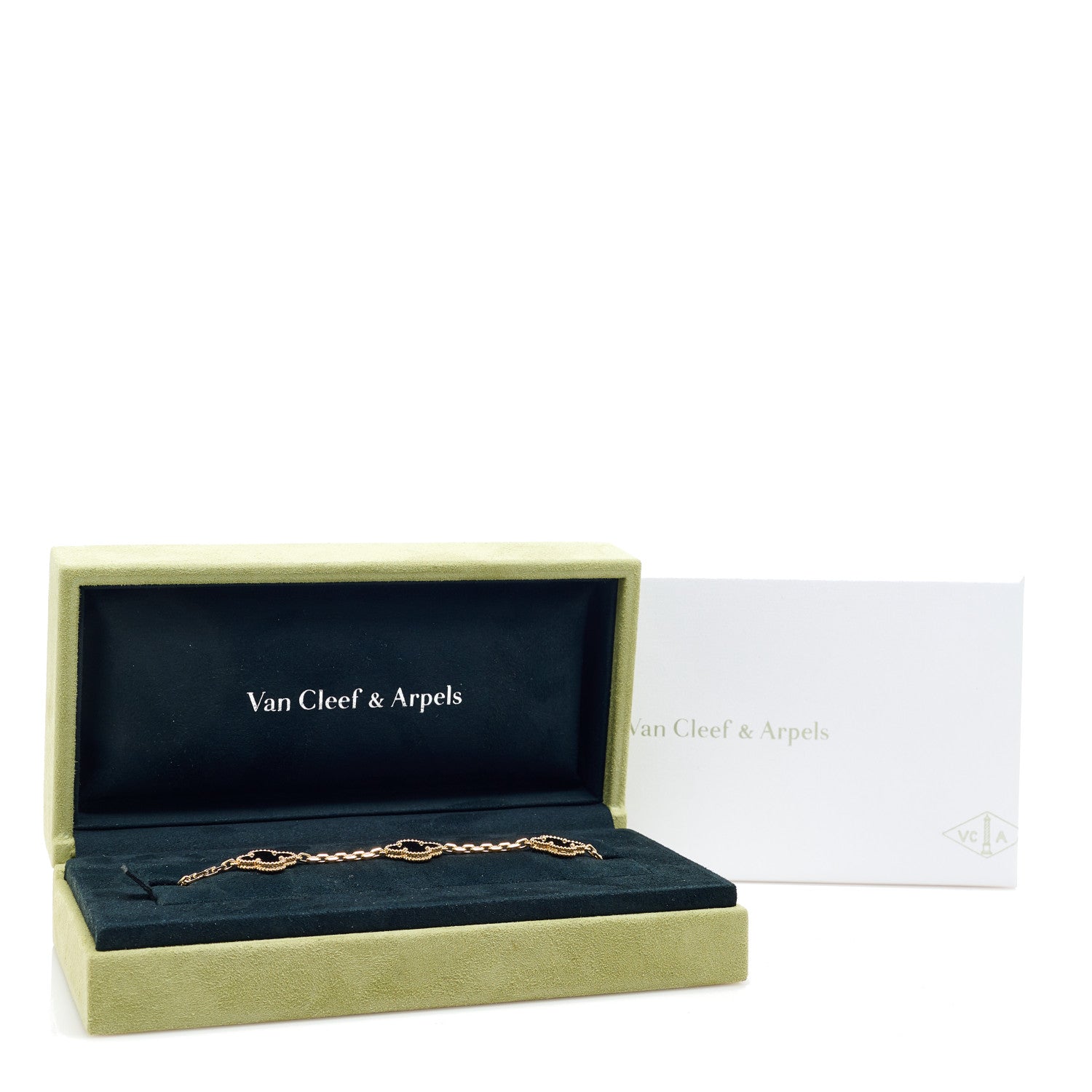 Van Cleef & Arpels 18K Yellow Gold Black Onyx 5 Motifs Vintage Alhambra Bracelet 5 of 5