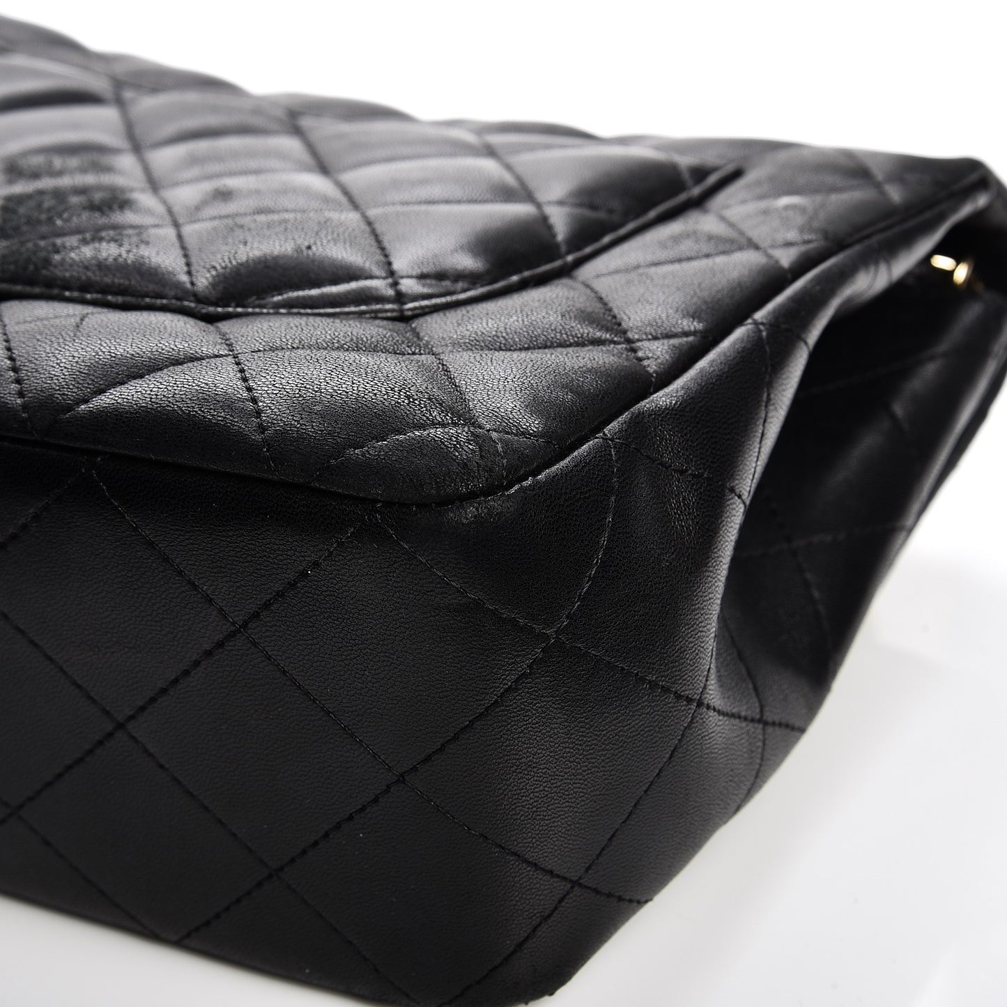 Lambskin Quilted Jumbo Single Flap Black