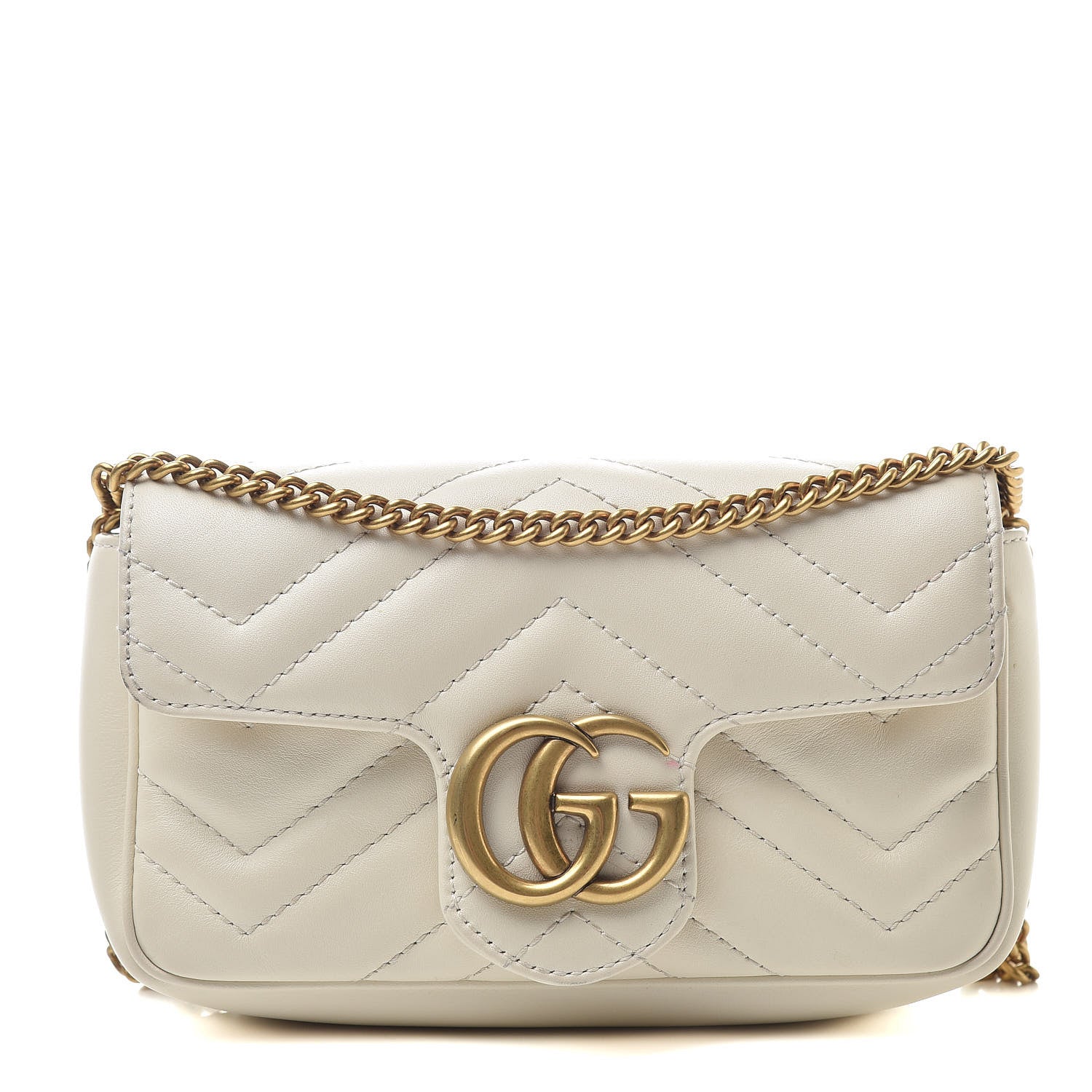 Gucci Calfskin Matelasse Super Mini GG Marmont Shoulder Bag White 1 of 16
