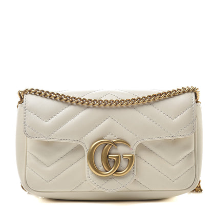 Gucci Calfskin Matelasse Super Mini GG Marmont Shoulder Bag White 1 of 16