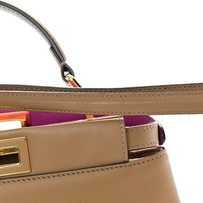 Fendi Vitello Seta Nappa Plexiglass Bi-Color Mini Peekaboo Iconic Satchel Bouganville Sand 12 of 13