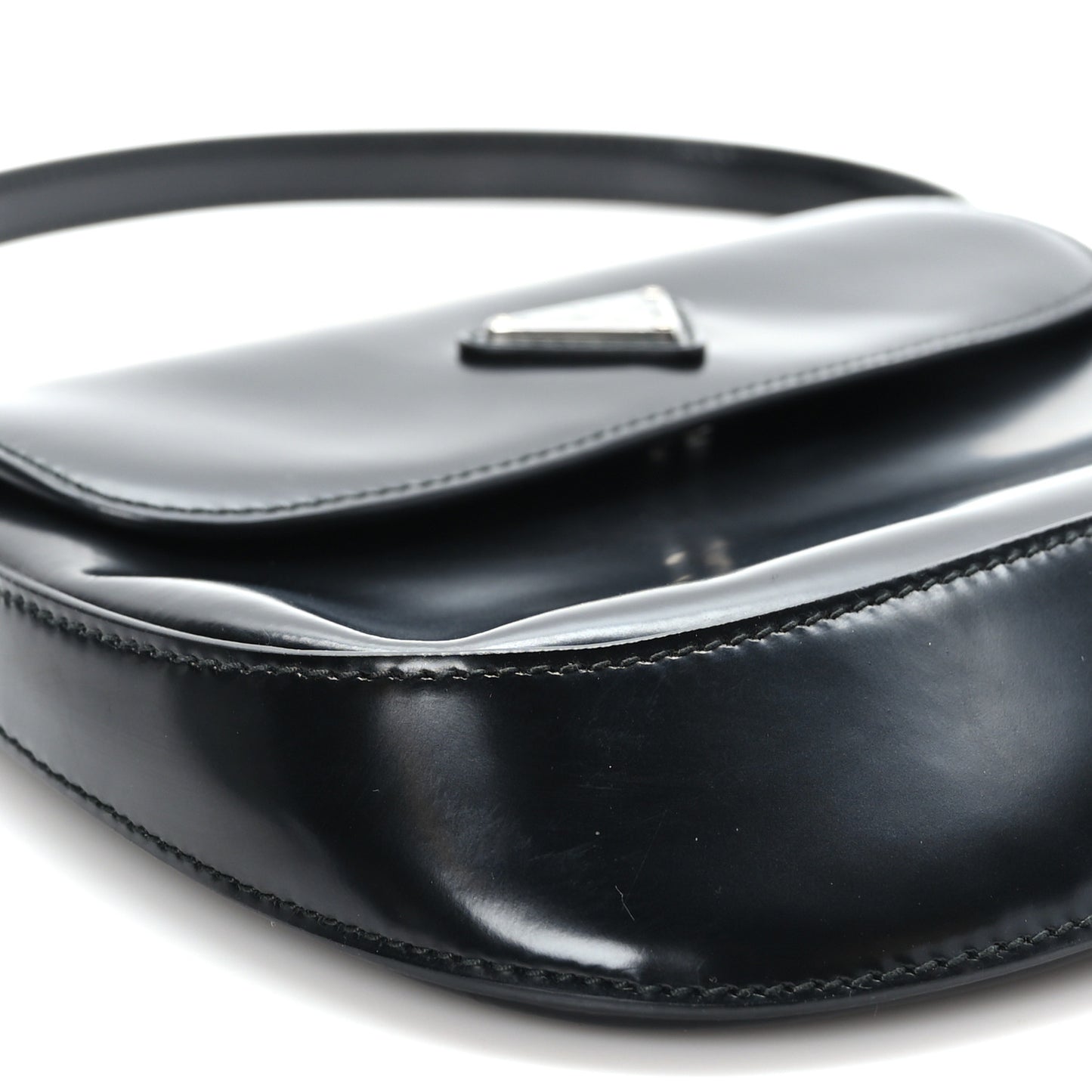 Spazzolato Cleo Flap Shoulder Bag Black