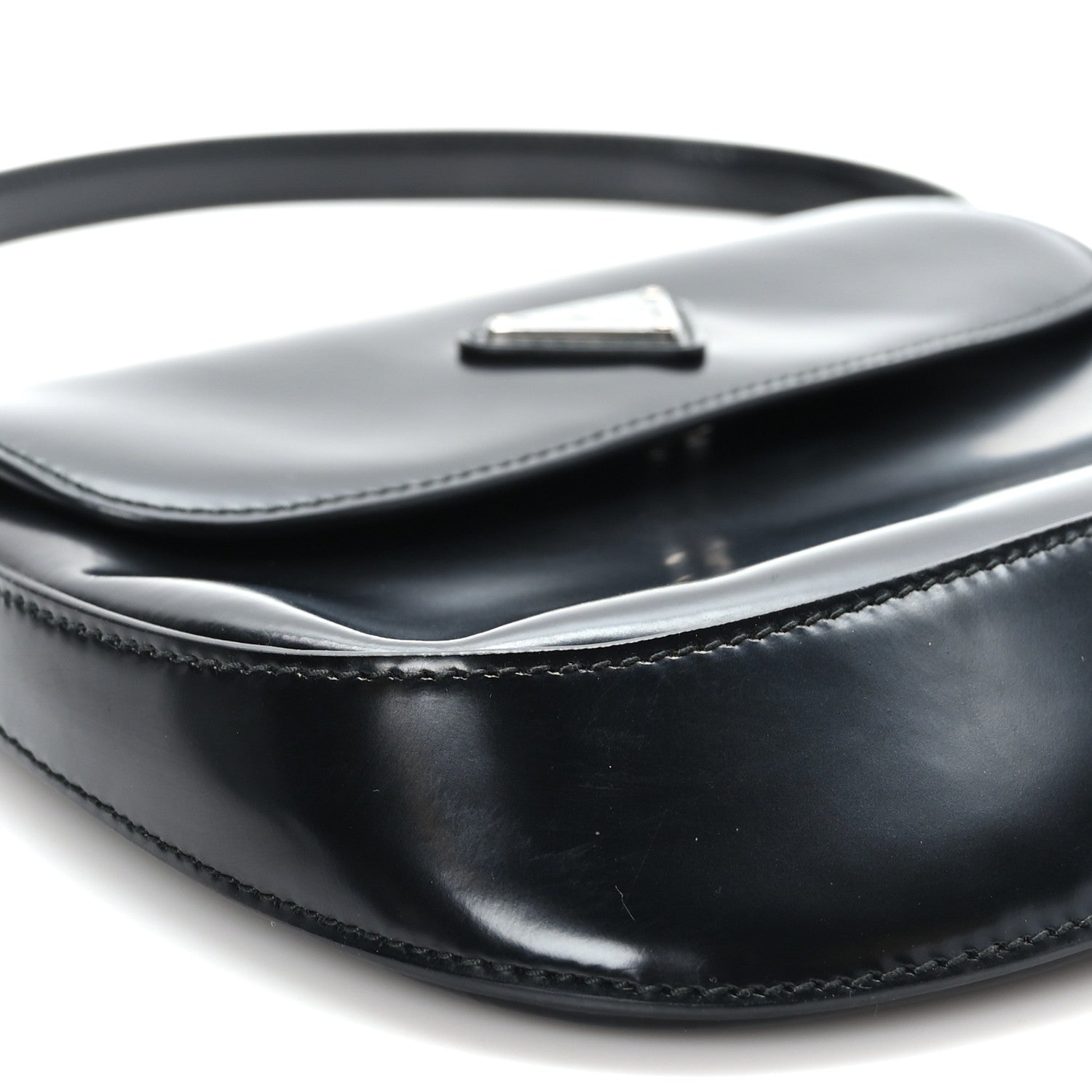 Prada Spazzolato Cleo Flap Shoulder Bag Black 8 of 8