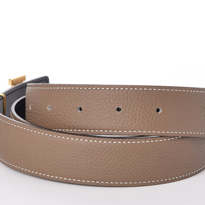 Hermes Box Togo 32mm H Belt 95 Black Etoupe 5 of 7