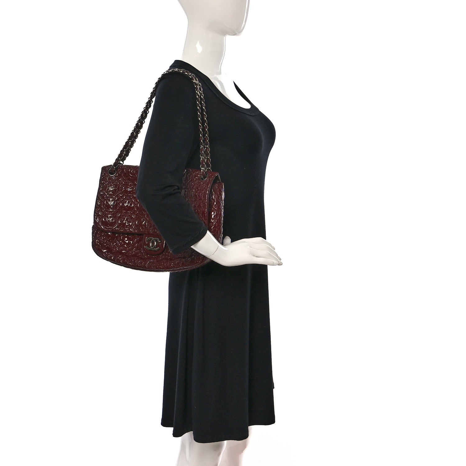 Chanel Vinyl Rock In Moscow Single Flap Dark Red 2 of 9