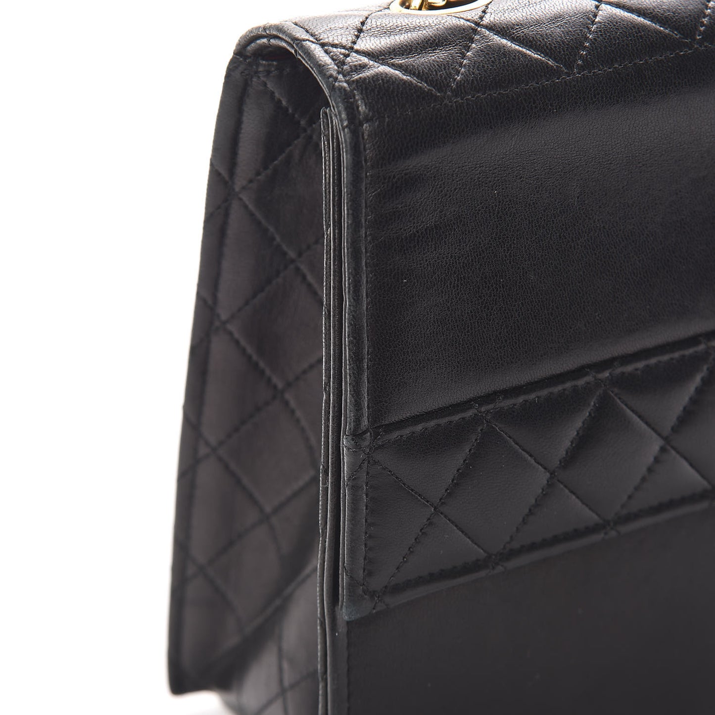 Lambskin Quilted Shoulder Flap Bag Black