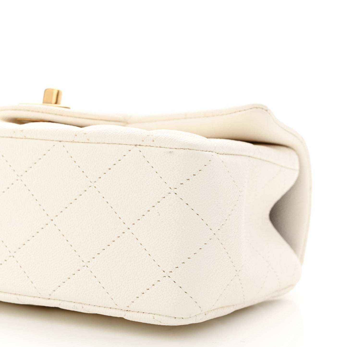 Caviar Quilted Mini Top Handle Rectangular Flap White
