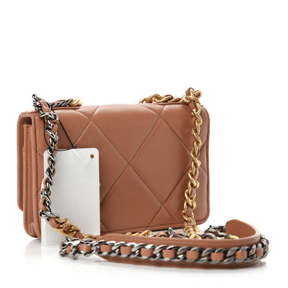 Chanel Lambskin Quilted Chanel 19 Wallet On Chain WOC Brown 3 of 12
