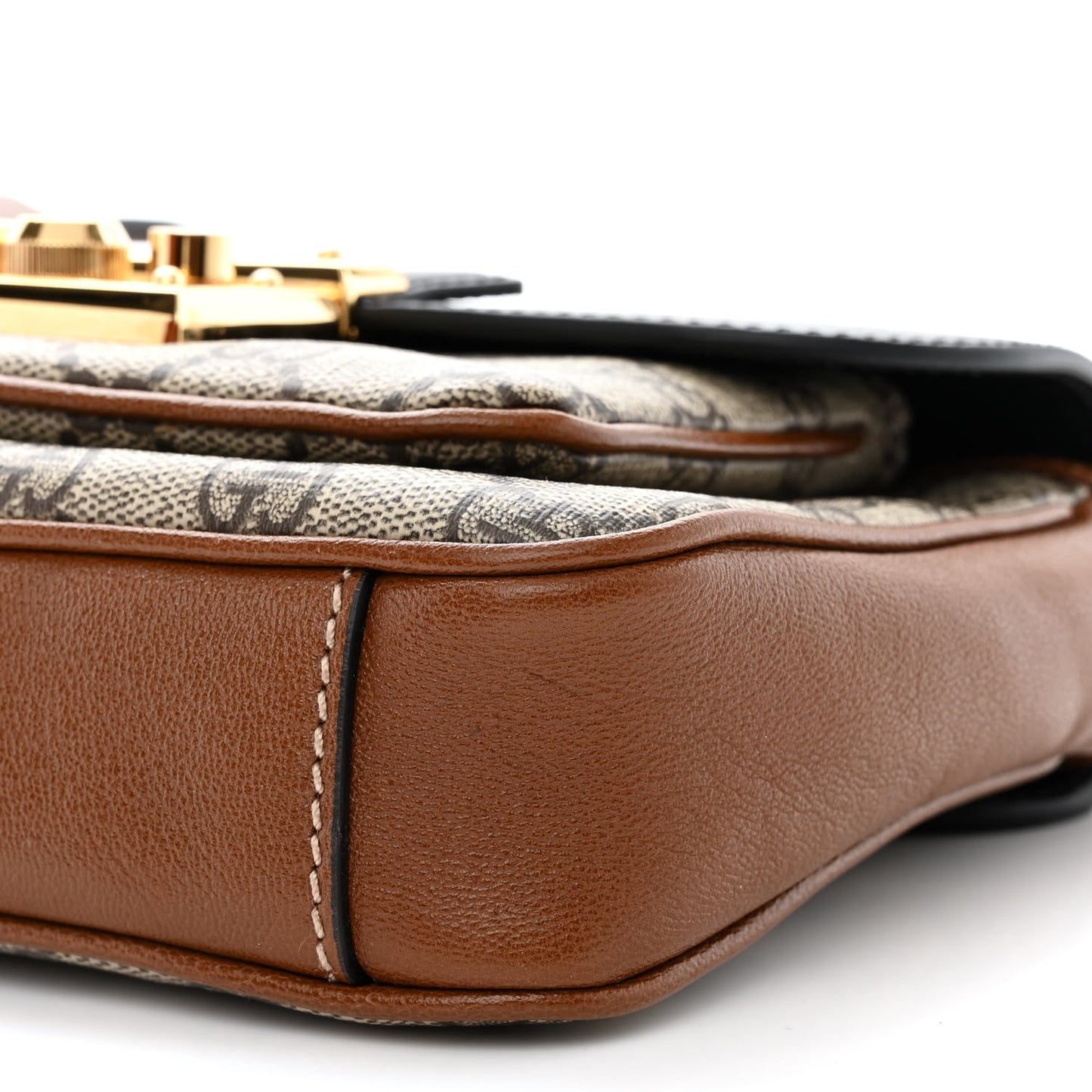 GG Supreme Monogram New Sakai Lux Calfskin Mini Padlock Flap Pocket Shoulder Bag Beige Ebony Black Cuir