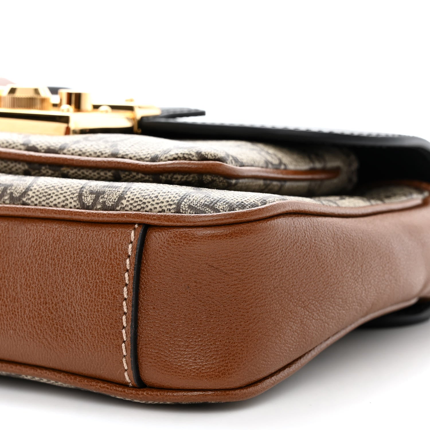 Gucci GG Supreme Monogram New Sakai Lux Calfskin Mini Padlock Flap Pocket Shoulder Bag Beige Ebony Black Cuir 10 of 11
