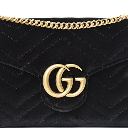 Gucci Velvet Matelasse GG Marmont Chain Wallet Black 7 of 10