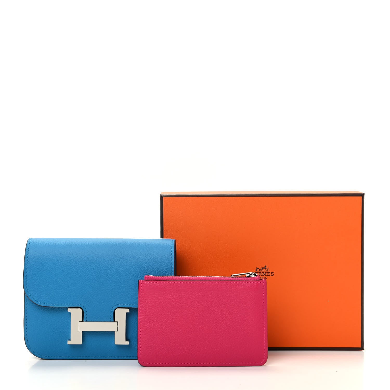 Hermes Evercolor Bi-Color Constance Slim Wallet Bleu Frida Rose Mexico 8 of 8