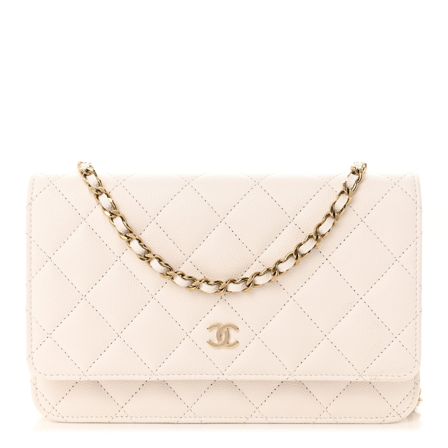 Caviar Quilted Wallet On Chain WOC White