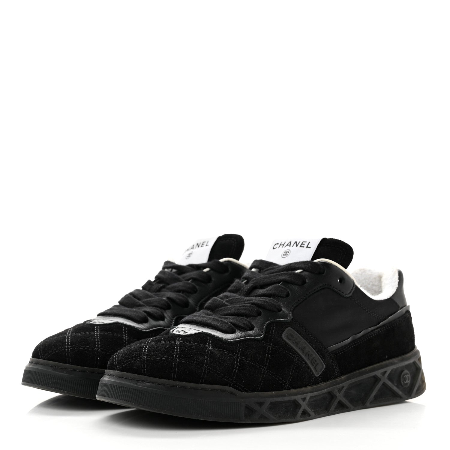 Chanel Suede Calfskin Quilted Sneakers 37 Black 3 of 10