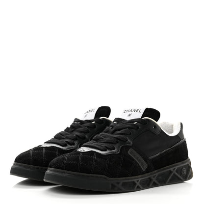 Chanel Suede Calfskin Quilted Sneakers 37 Black 3 of 10