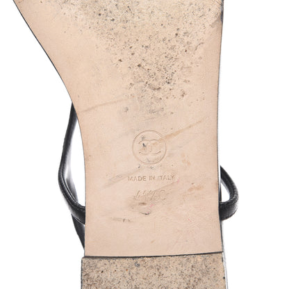 Chanel Lambskin Camellia Thong Sandals 41.5 Black 7 of 8