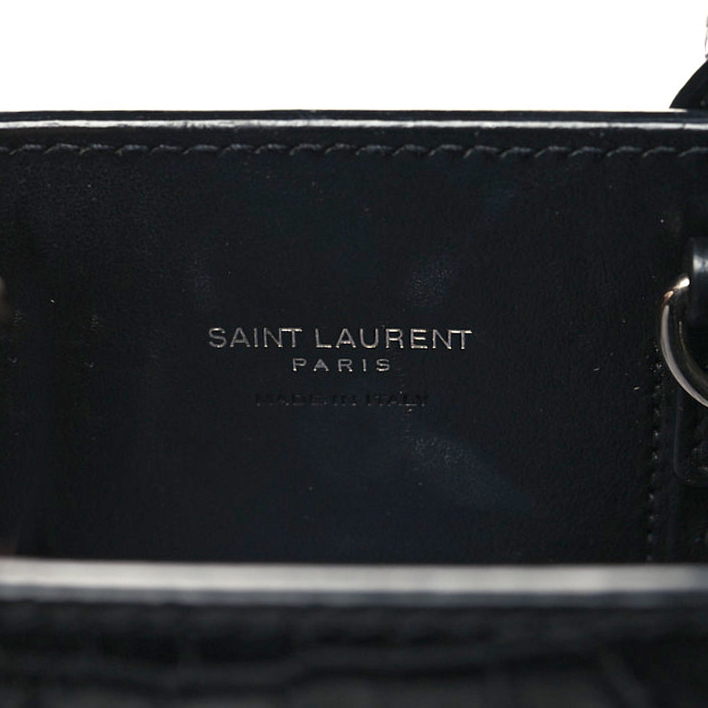 Calfskin Crocodile Embossed Nano Sac De Jour Black