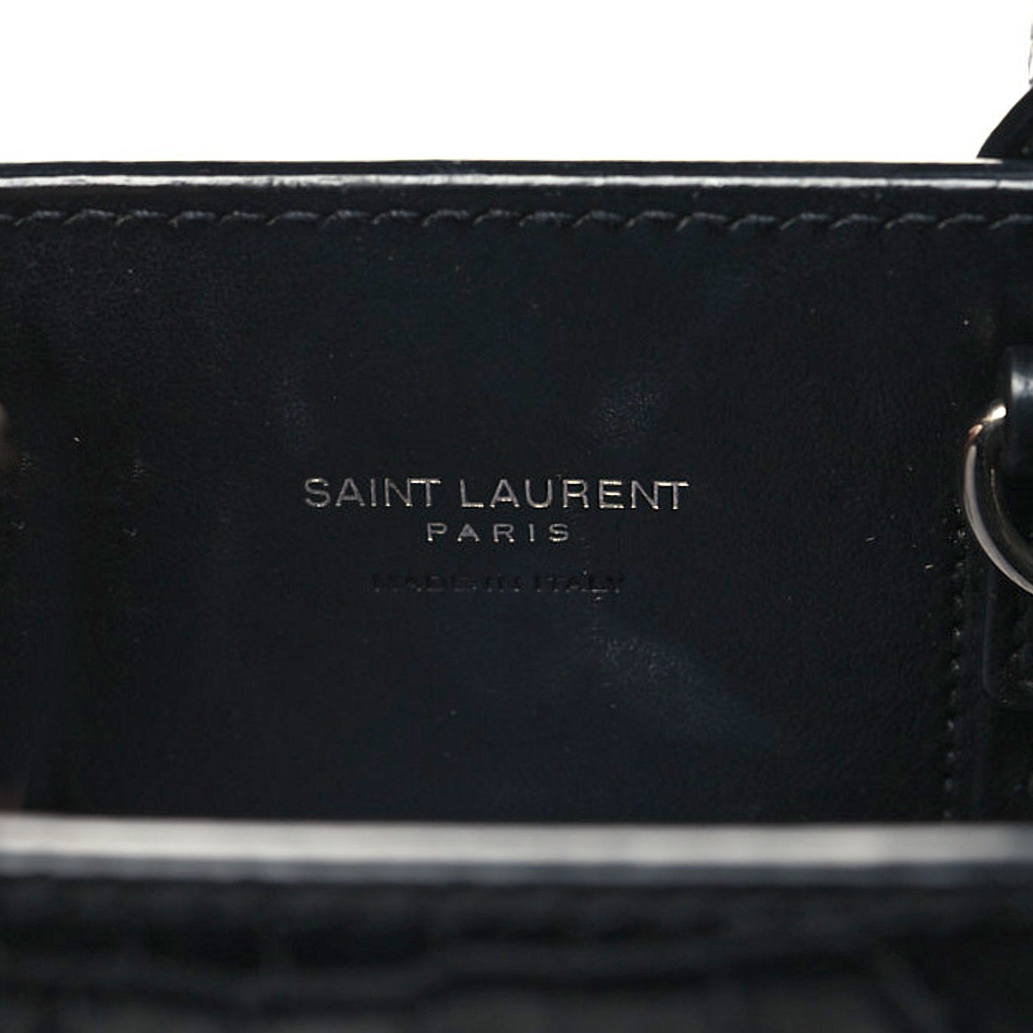 Saint Laurent Calfskin Crocodile Embossed Nano Sac De Jour Black 5 of 11