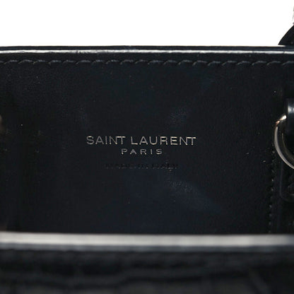 Saint Laurent Calfskin Crocodile Embossed Nano Sac De Jour Black 5 of 11