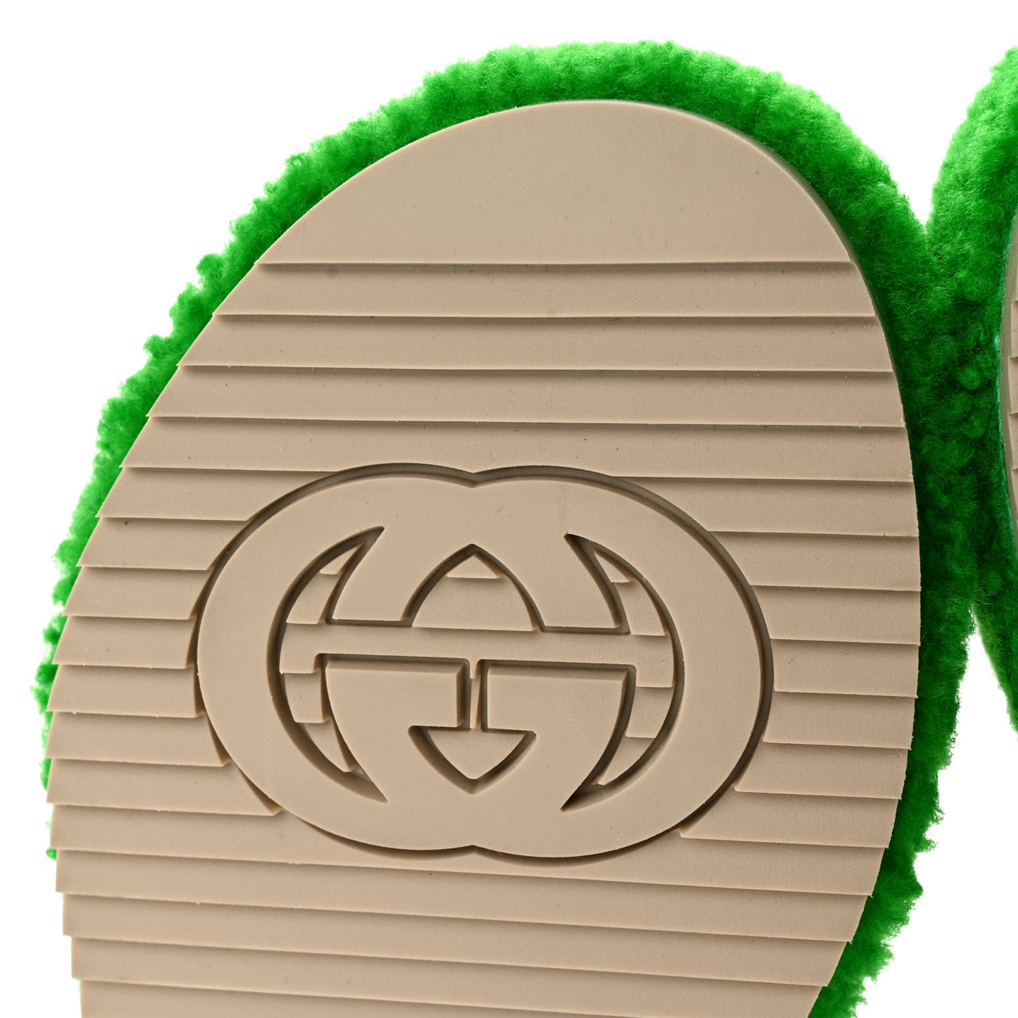 Shearling Interlocking G Womens Elea Platform Slide Wedge Sandals 36 Green Fluo Fuxia Fluo