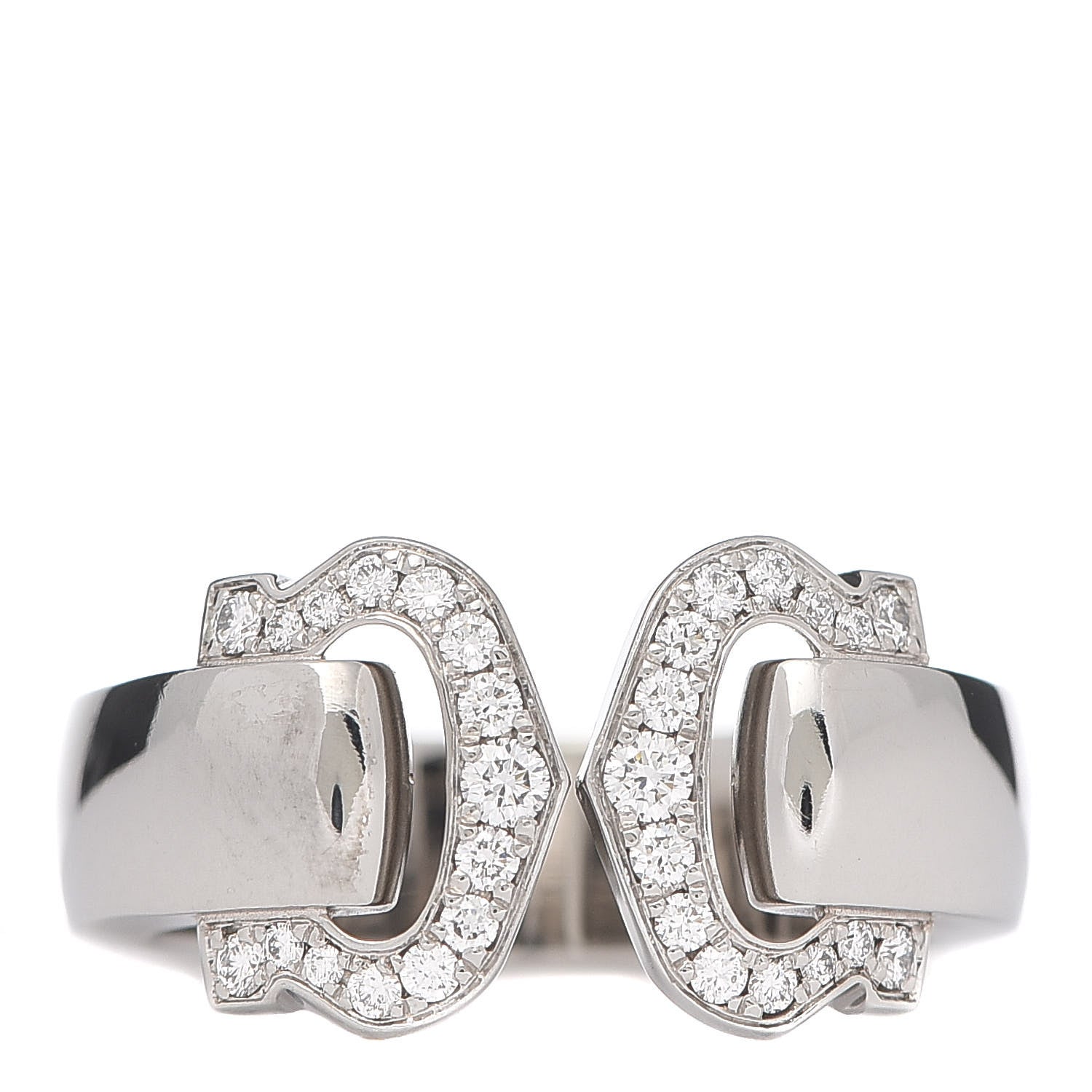 Cartier 18K White Gold Diamond C De Ring 48 4.5 1 of 4