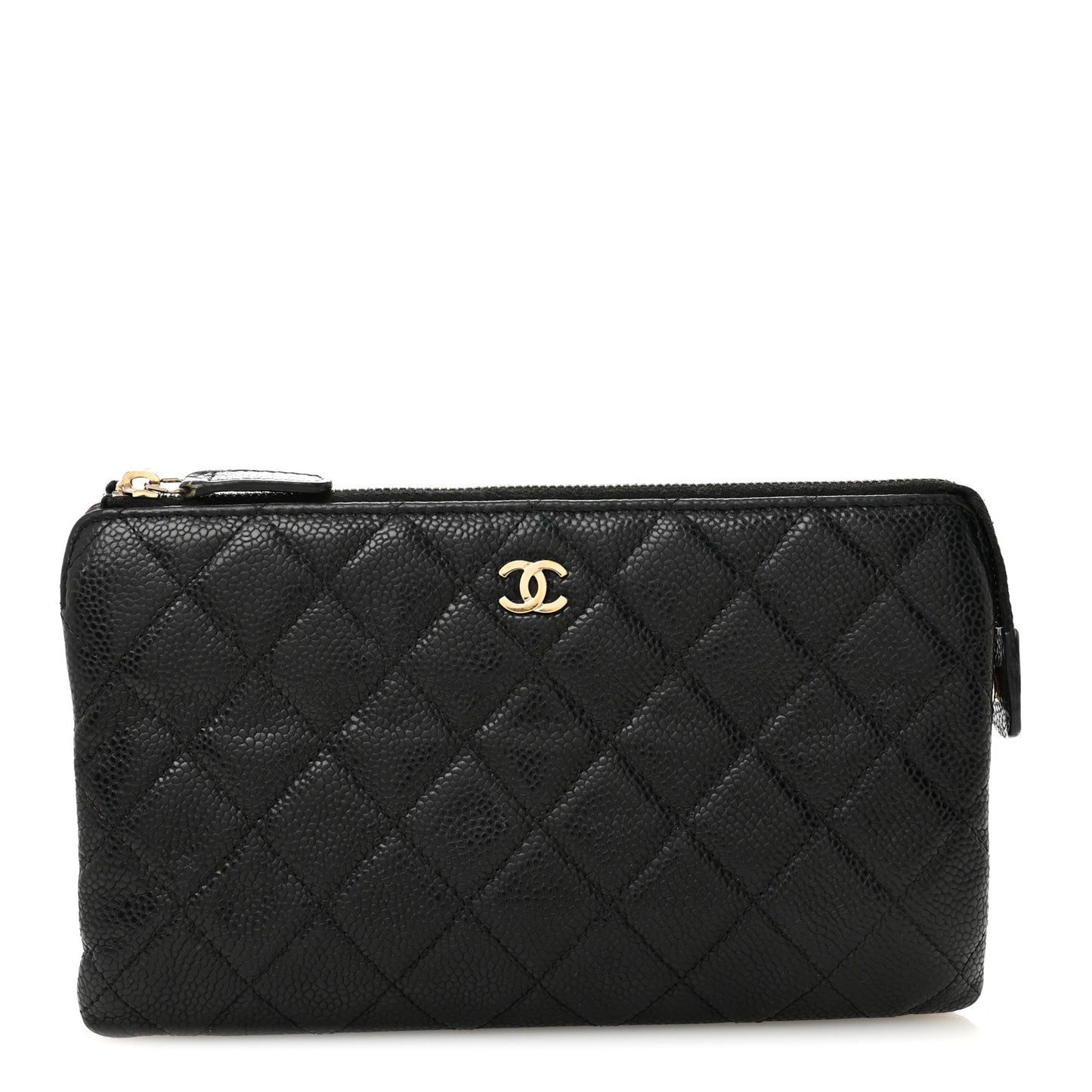 Caviar Quilted Small Zipped Clutch Black