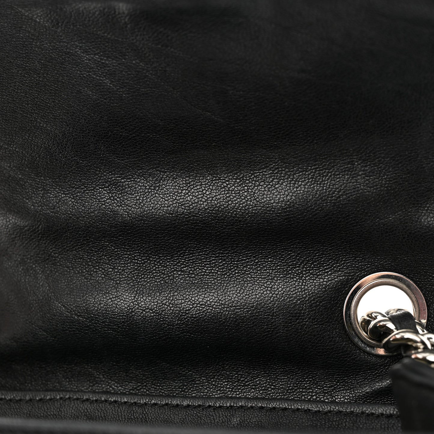 Washed Lambskin Quilted Mini Chain Around Flap Black