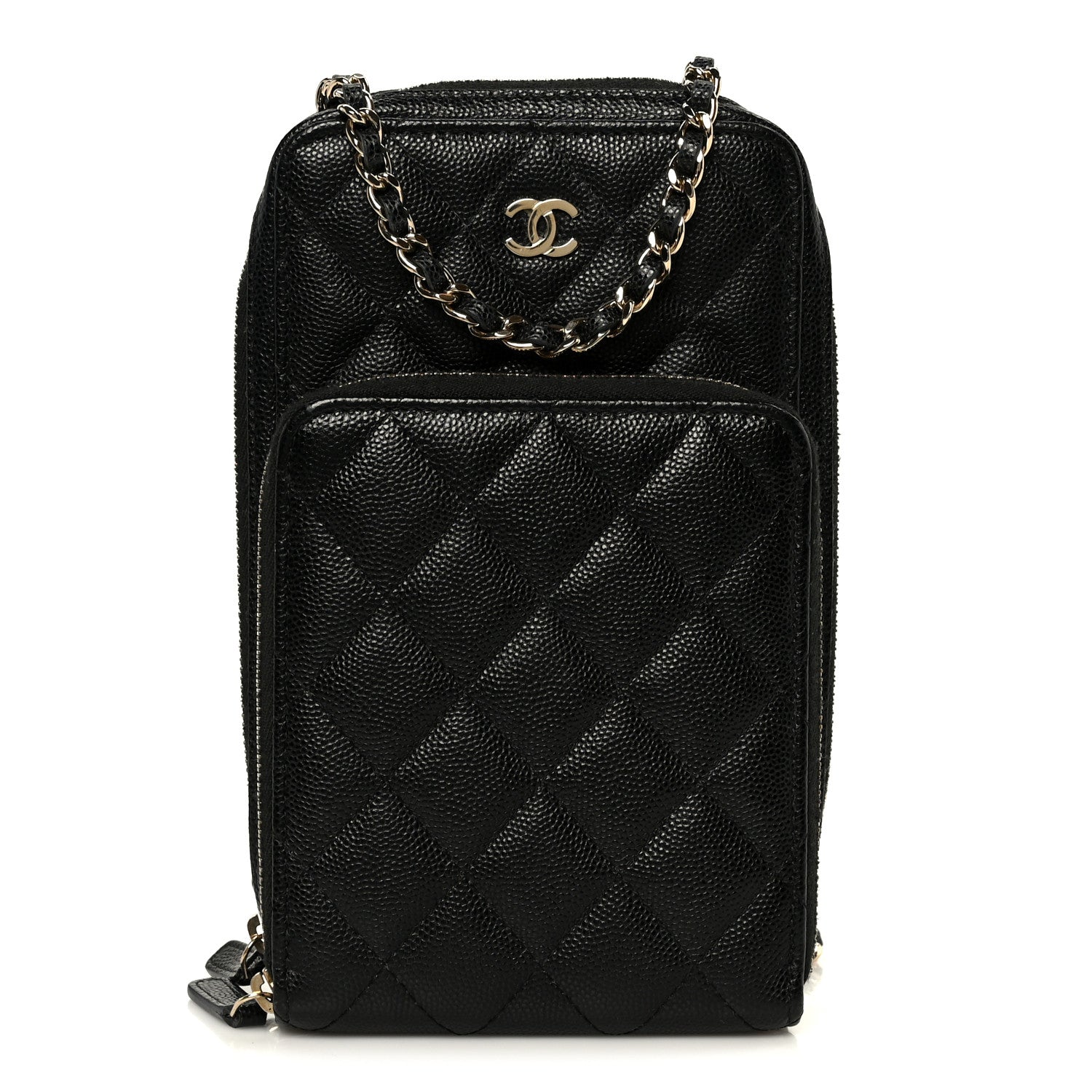 Chanel Caviar Quilted Phone Holder With Chain Black 1 of 12